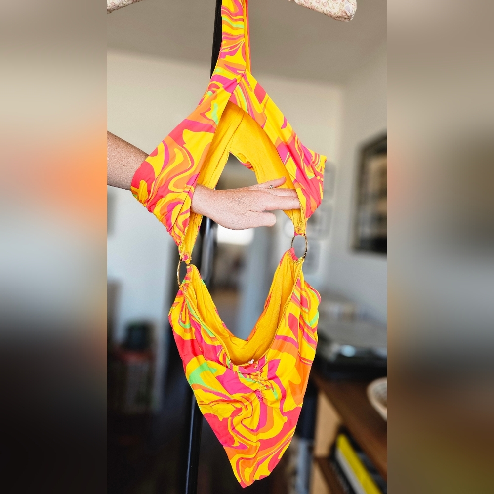 WeWoreWhat Asymmetrical Cross Over One Piece Swimsuit Cherry Red - Picture 4 of 7